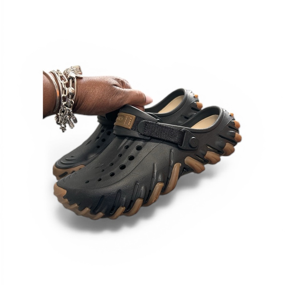 CROCS Black and Tan Clogs